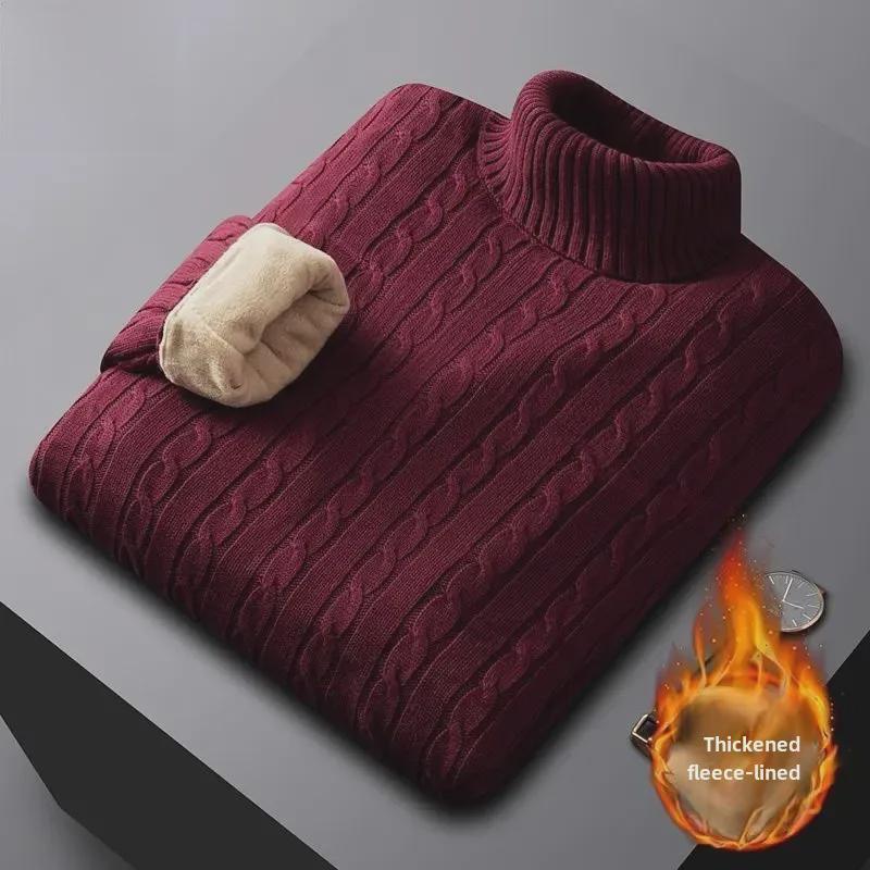 

Мужской толстый хлопковый свитер с высоким воротником и мягкой вельветовой подкладкой