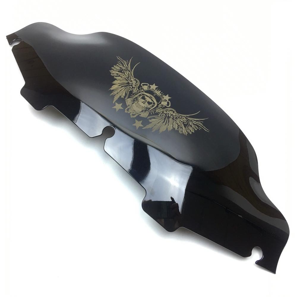 Motorcycle 5" 6" 8" Black skull Windshield Windscreen Wing for Electra Street Glide Harley Touring