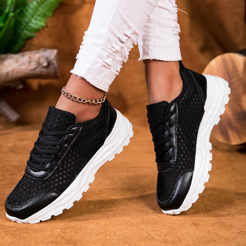 Fritidsskor för kvinnor Parskor Vardagsskor Sportskor Nätmaterial Andningsbara Vår och Sommar Mode Gångskor Vita Skor Sneakers