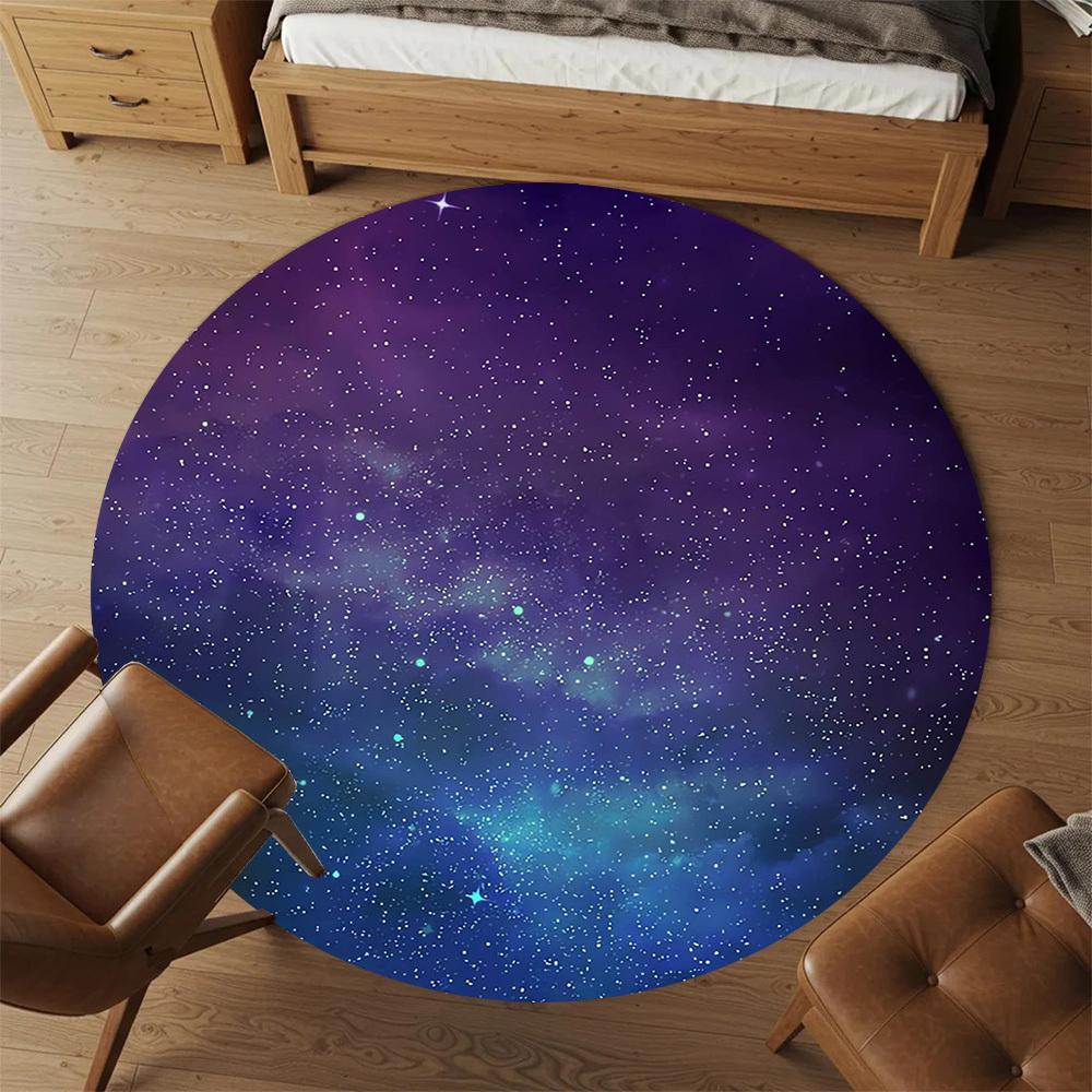 1pc Galaxy Nebula Round Chair Mat Area Rug - Non-Slip, Floor Mat for Office, Bedroom, Home Decor Christmas Gift P0811154