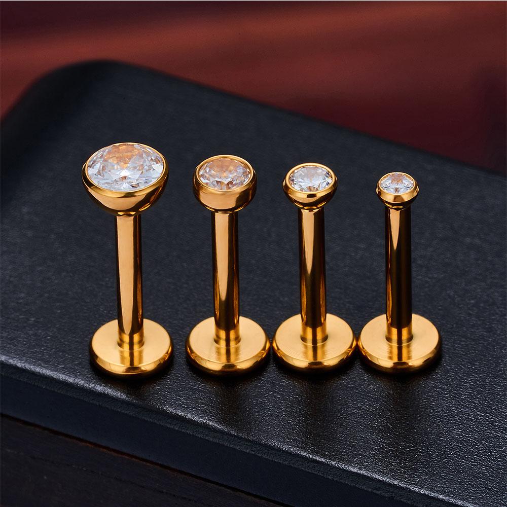 10/50PCS G23 Titanium Internal Thread Cup Shaped Ear Cartilage Nail Simple And Fashionable Perforated Zircon Ear Nail Lip Nail