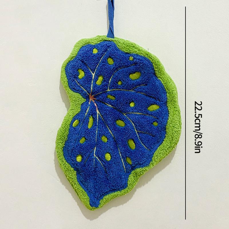 Decorative Leaf Hand Towel Tropical Plants Kitchen Towel Super Absorbent Handkerchief Quick-Dry Bathroom Towel with Hanging Loop