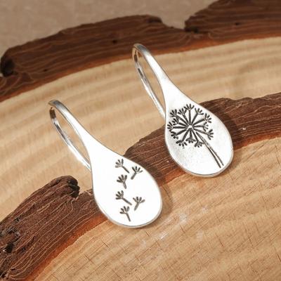 1 Pair Retro Dandelion Pattern Hook Earrings Piercing Flower Nature Inspired Dangle Earrings Women Teen Girls Drop Earrings