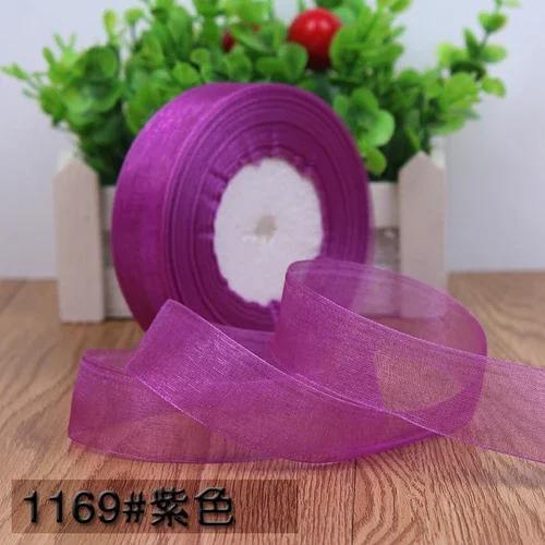 50yards 25mm Organza Chiffon Ribbons Wedding Party Decoration Handmade Ribbon Gift Wrapping Hair Hat Bows DIY Cloth Accessory
