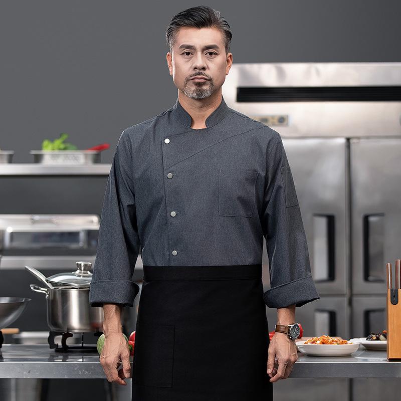 

Унисекс Поварская Рабочая Одежда: Униформа для кухни и кондитерской с длинным рукавом для отеля и ресторана 3XL серый