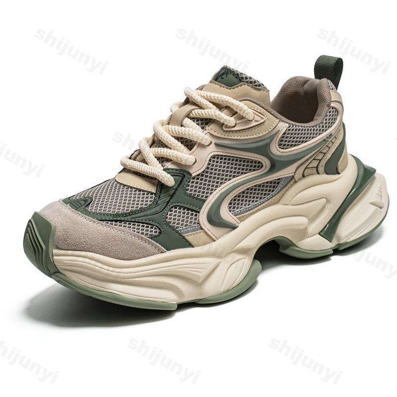 Fashion Mesh Breathable Low Top Thick Soled Niche Design Shoes for Men 2025 Autumn Fashion Trend Versatile Comfortable Platform sneakers