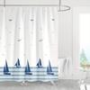 Nautical Coastal Shower Curtain - Blue Sailboats & White Stripes,  Easy To Hang, Perfect for Coastal Bathrooms, All-Season
