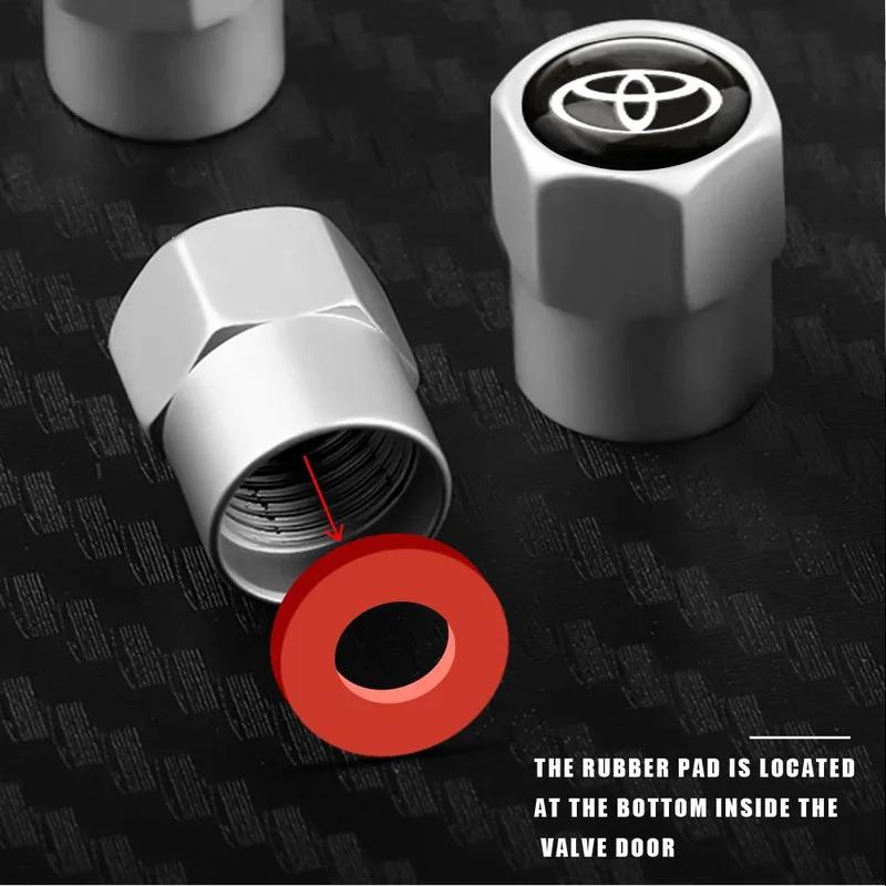 4Pcs Car Styling 3D Metal Wheel Tire Valve Stem Caps Accessories For Toyota Fortuner Chr Verso Prius Yaris Hiace Trd Corolla GR
