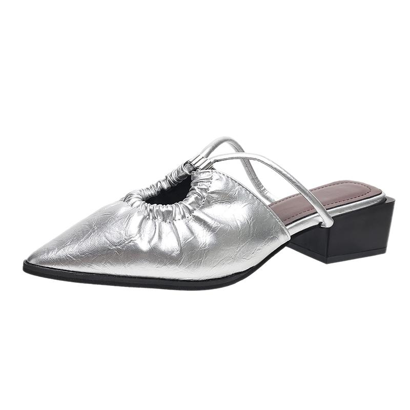 Fashion Female Sexy Luxury Pointed Slippers 2025 Spring and Summer New Fashion Dew with Party Designer Women's Baotou Slippers