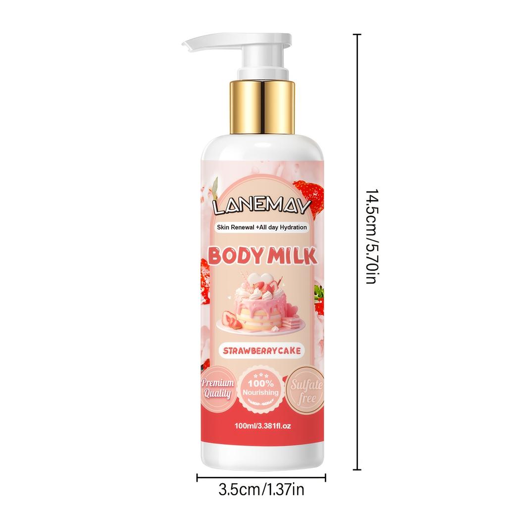 Loțiune de corp Căpșuni și Lapte - Hidratează profund și hrănește Bej deschis, Îmbunătățește moliciunea Bej deschis, Protejează împotriva uscăciunii