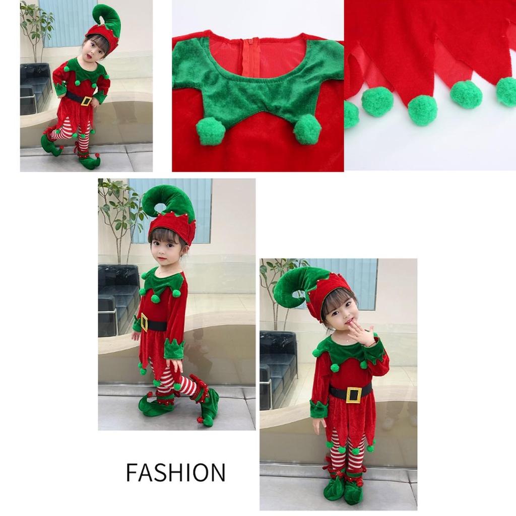 Premium Boys Girls Xmas Elf Costume Toddler Cosplay Outfit