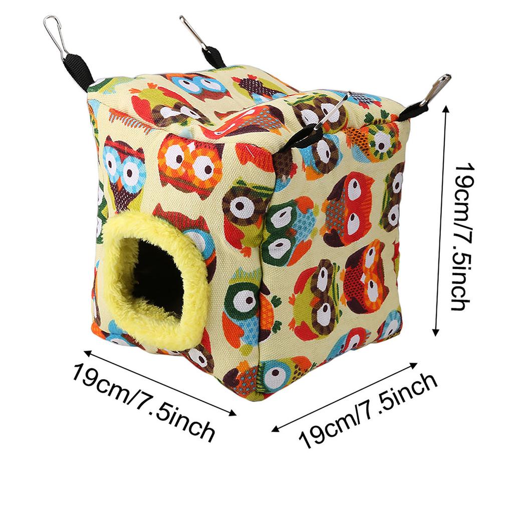 Warm Plush Bird Hanging Cave Hammock Hanging Winter Birds Cage (L Owl)