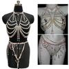 Adjustable Pearls Body Jewelry Body Chain Decoration for Trendy Women Strapless Dresses and Casual Stylish Outfits