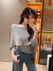 Korean Style Elegant Two-Piece Shawl Knitwear Sweater for Women - Autumn Cape Sleeves, Solid Color, Loose Fit, Slimming Top.
