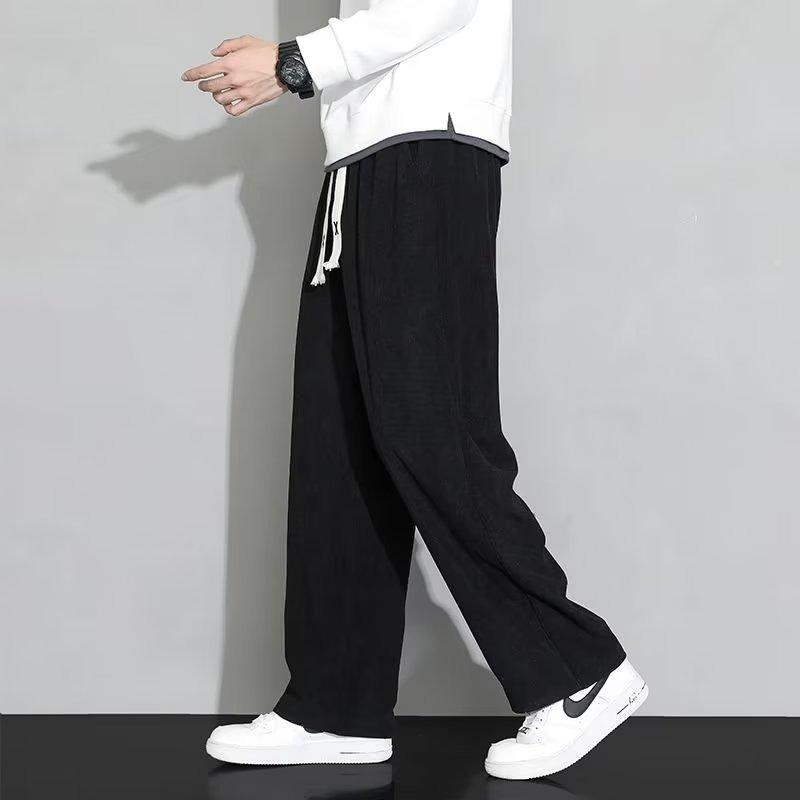 Autumn Corduroy Pants Men's Loose Straight Casual Pants Trendy High Street Large Size Wide Leg Sweatpants