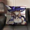 Lisa Cute Genshin Impact Cushion Cover Natural Linen Organic Fabric Double-Sided Printing Sofa Home Decor Gift Pillow Case