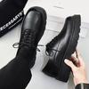 Derby shoes square toe leather shoes men's shoes new low top small leather shoes youth casual shoes shoes big toe leather shoes