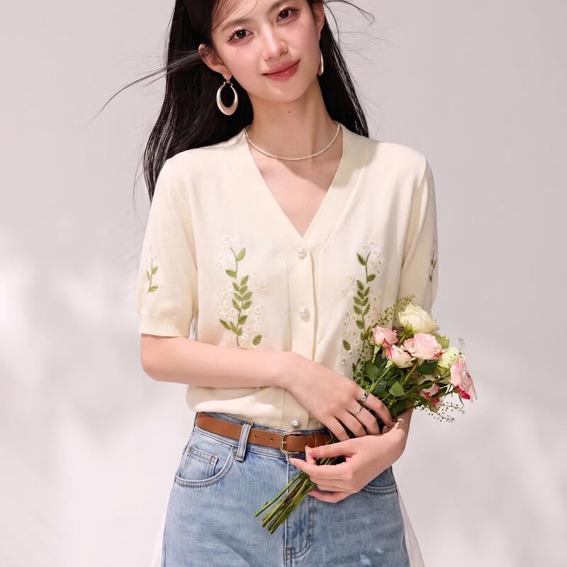 Women's Cool Touch Embroidered V-Neck Top