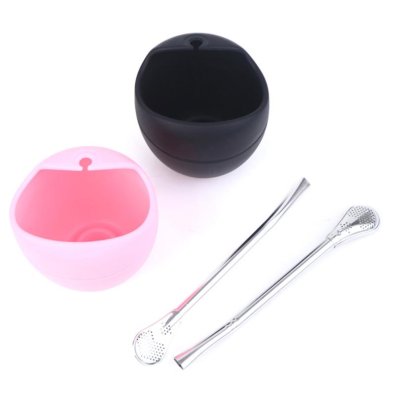 5Oz Silicone Bombillas Yerba Mate Cup Set Tea Cup With Yerba Bombilla Straw