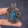 Neon Blue Apatite Handmade Copper Wire Wrap Tree Of Life Pendant 2.64" K3w48