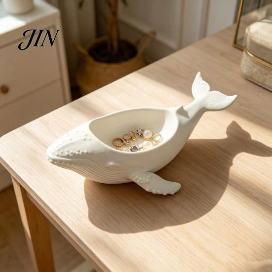 Décoration d'intérieur nautique Bol de rangement Baleine à bosse, avec rainure creuse, texture relief imprimée en 3D Style océanique Décoration de bureau, pour bijoux