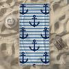 Classic Anchor & Horizontal Stripe Pattern Beach Towel, Soft Durable Quick-Drying, Ideal For Summer Beach, Swimming & Camping