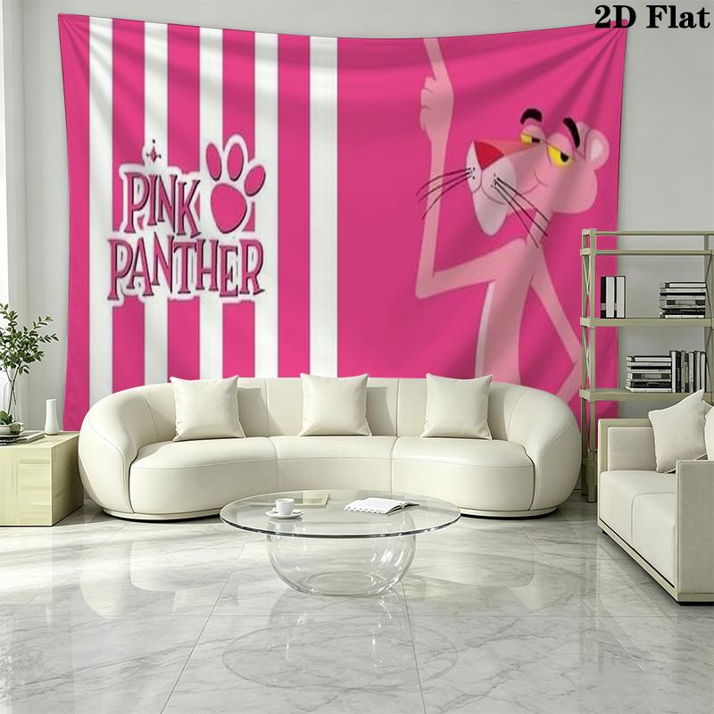 Pink Panther Wall Tapestry Aesthetic Wall Hanging Printed Fabric Blanket Decorative Tapestries for Bedroom Living Room Home Decor