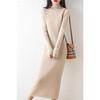 2022 Women’s High-Neck Ribbed Wool Knit Dress - Slimming Over-the-Knee Base Layer