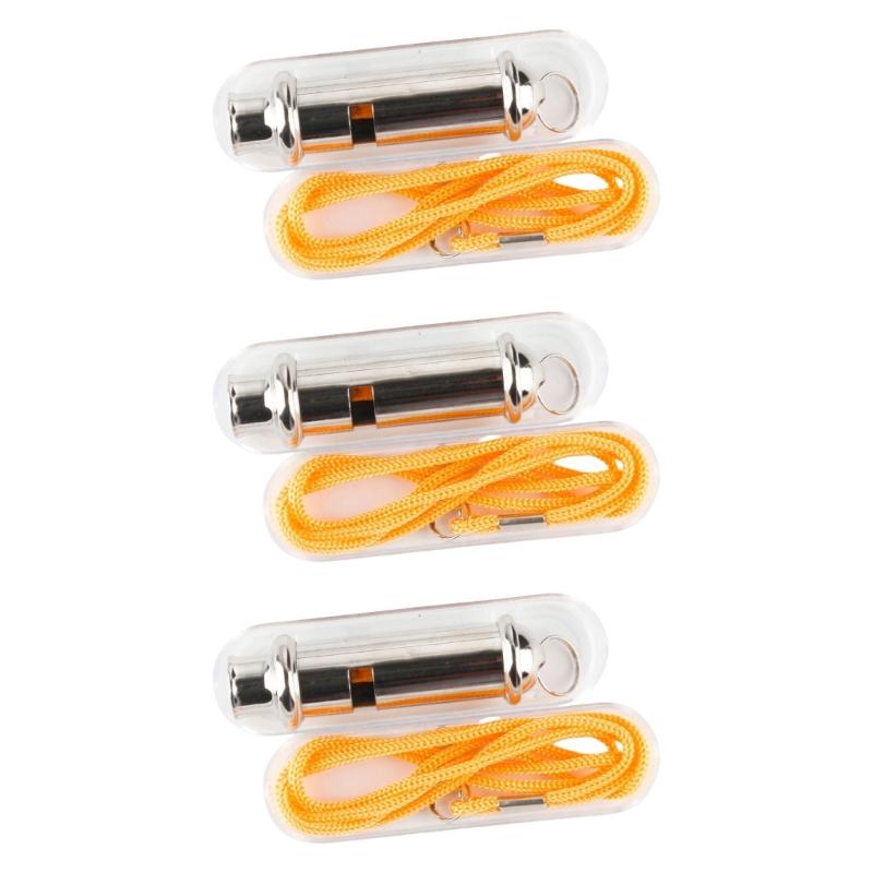 3Pcs Stainless Steel Whistle, Coaching and Referee Whistle with Lanyard for Sports Training, Polices, Outdoor Emergency 1