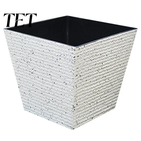 Heavy Duty Garden Pot Square Plastic Flower Pot, Stone-Look Planter with Drainage Hole, Modern Plant Minimalist Style Container for Indoor Outdoor