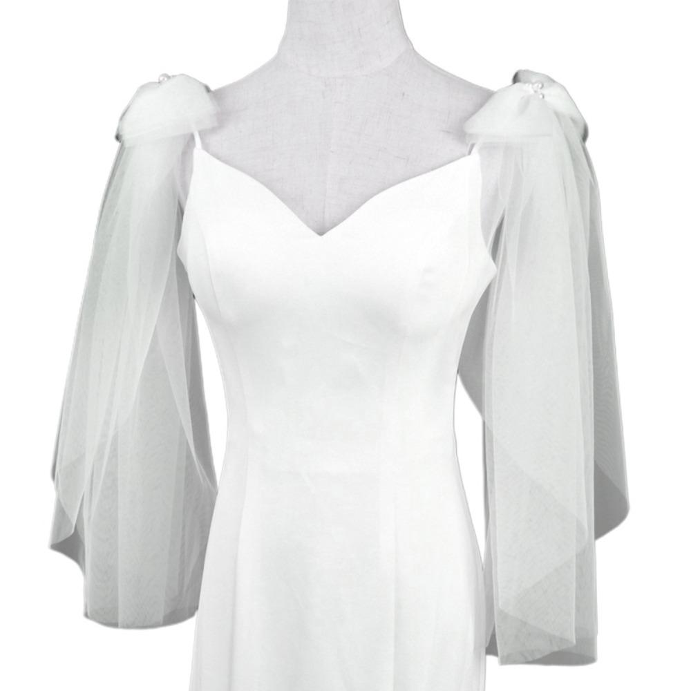 1 пара Золотой Марлевый Бант Прозрачная Шаль Жемчужный Бантик Сетчатый Шарф Декор Платья слоновая кость