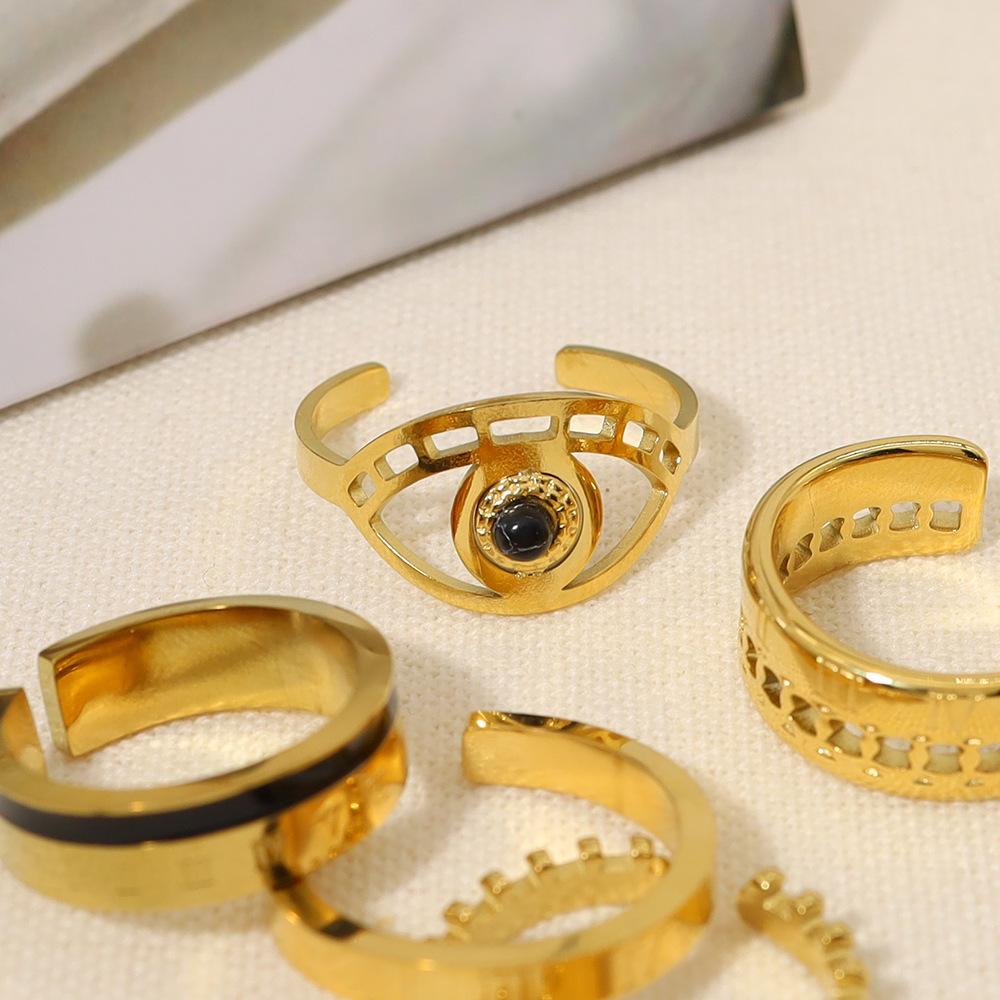 Wind Roman Numeral Ring Stainless Steel Plated Real Gold Non-Fading Ring Premium Sense Titanium Steel Ring