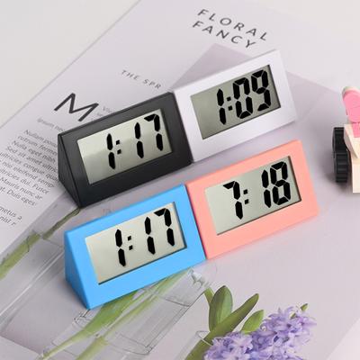Mini Clock LED Bedside Digital Display Electric Clocks Kitchen Date Household Triangular Portable Calendar Black