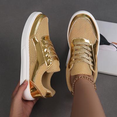 Elegant Women's Party Shoes Mesh Breathable Sports Shoes Simple Design Also Suitable for Men's Summer Shoes Shiny Flat Walking