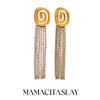 MamacitaSlay Luxury Quality Spiral Zircon Chain Tassels Earrings Women Moden Trendy Women's Stainless Steel Jewelry Decoration