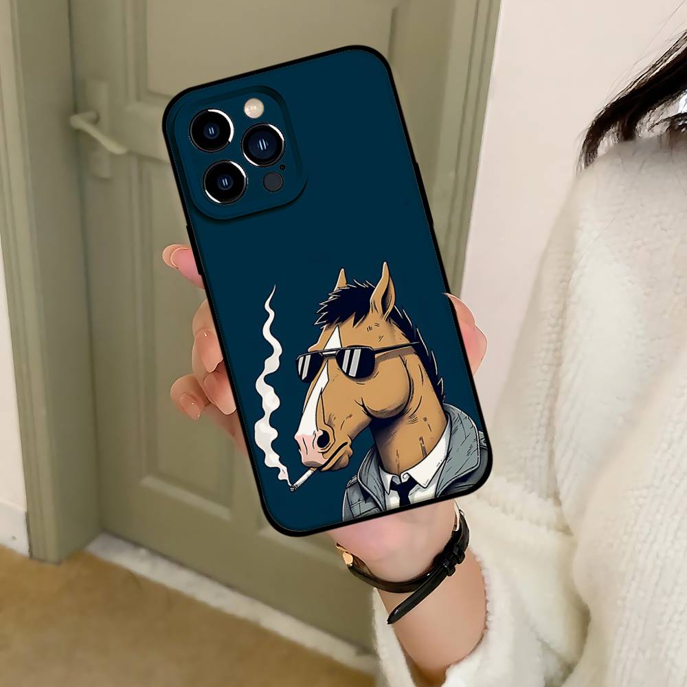Cartoon B-BoJacks Horsemans Phone Case Black That Fits For IPhone 17,16,15,11,13,14 Pro Max,Plus,X,Xr,Xs Max,13Mini