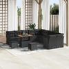 VidaXL 13-Piece Garden Sofa Set with Cushions In Black Poly Rattan Acacia 3363494