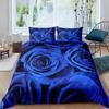 Blue Rose Floral King Queen Duvet Cover 3D Blossom Flowers Bedding Set Valentine's Day Quilt Cover Botanical Comforter Cover
