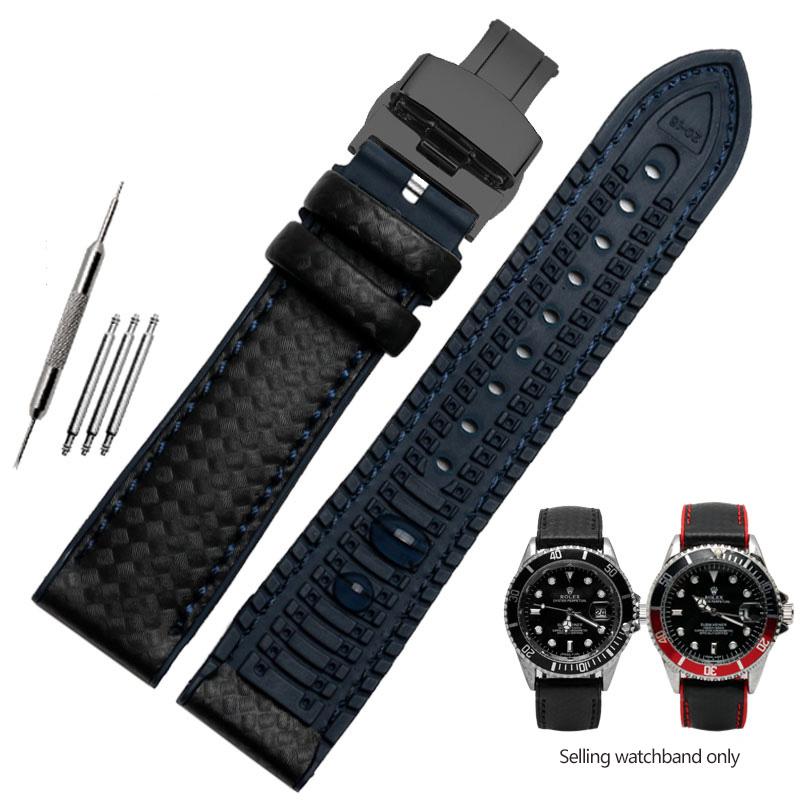 Silikonowy Pasek z Włókna Węglowego Wodoodporny Pasek do Zegarka dla Omega Speed Master Gumowy Zamiennik Męska Bransoleta Pasek 18mm 20mm 22mm 24mm