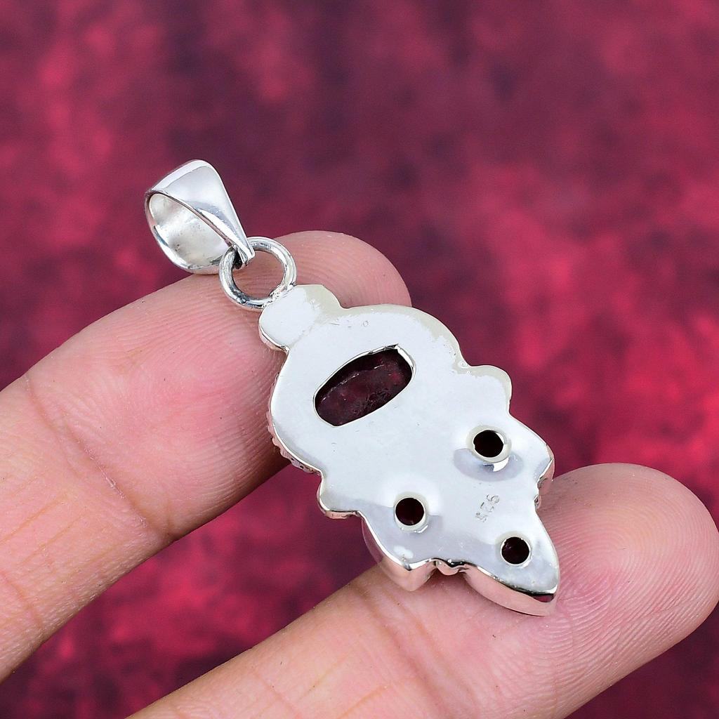 Hänge med rubin, Ädelstenssmycken, 925 Sterling Silver, Handgjort hänge, Smycken med senaste designen