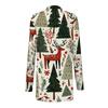 Women's Casual Christmas Print Mid-Length Open Front Cardigan Sweater for Holiday Wear