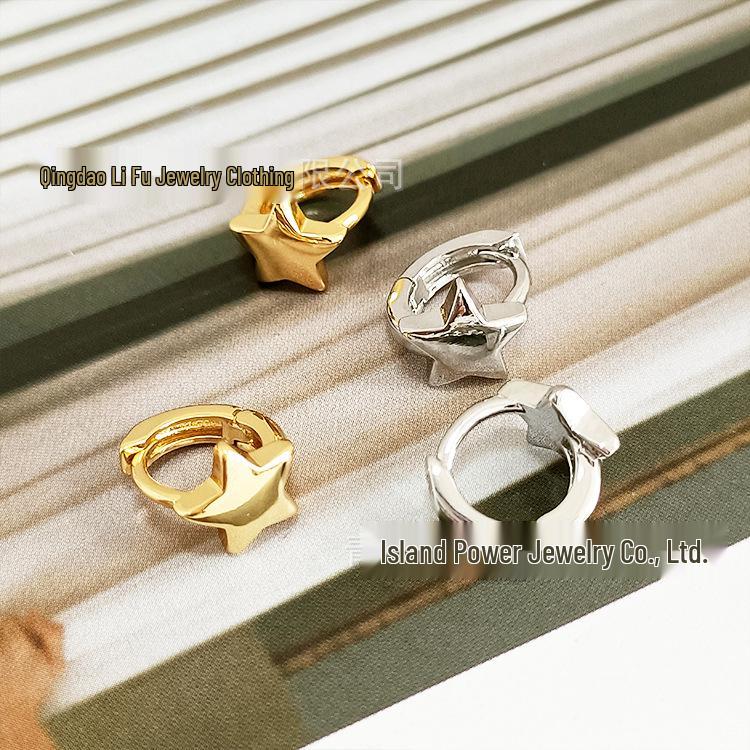 18K Gold Plated Zircon Hoop Earrings and Ear Cuffs with Sparkling Heart and Star Studs for Women