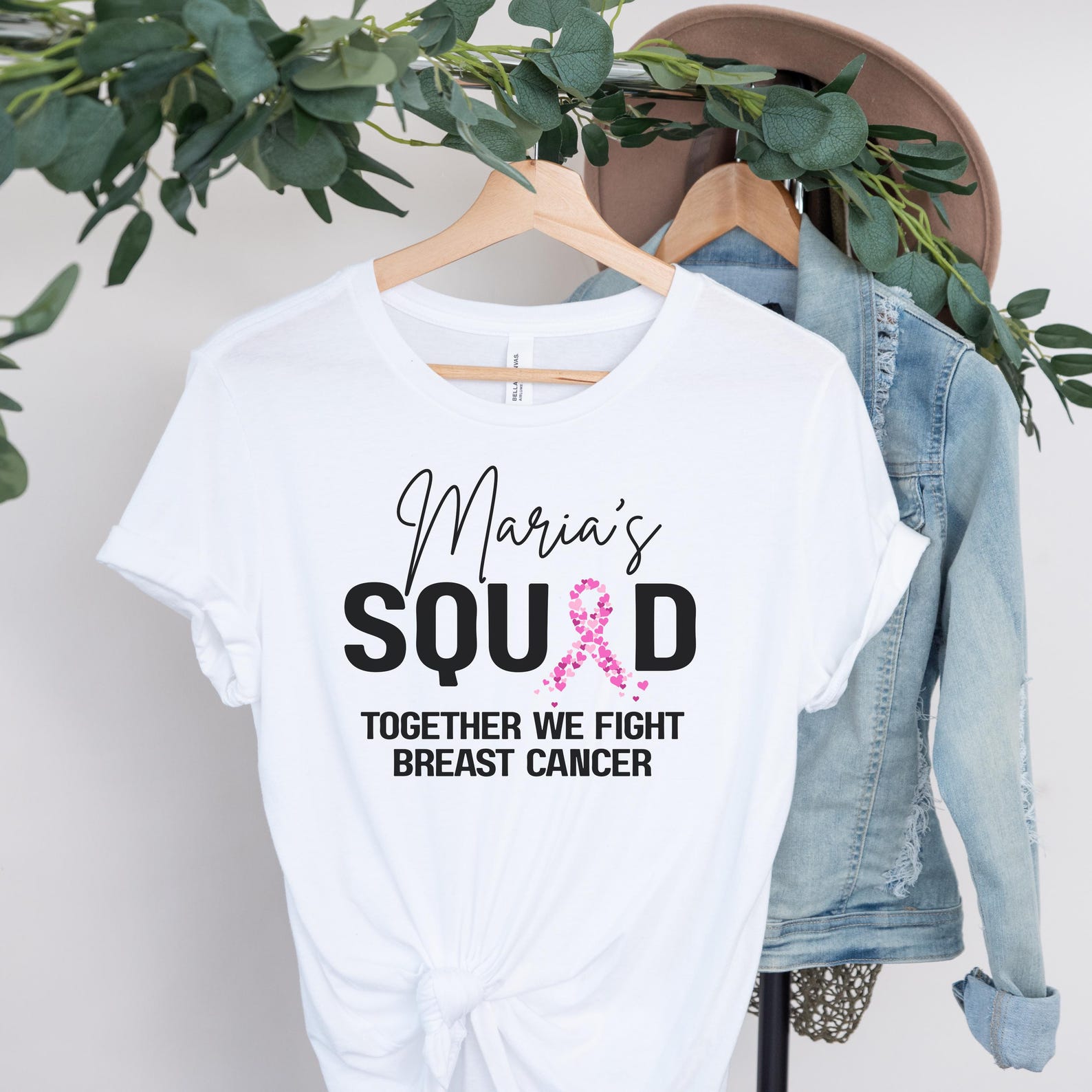 Custom Breast Cancer Awareness Tee, Supportive Family Shirt, Fight Together Top, Gift for Survivor, Inspirational Quote Tee S