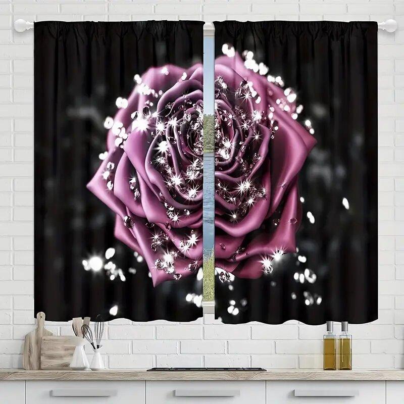 Crystal Rose Patterned Printed Curtains Bedroom Living Room Home Decoration Made Of Polyester Great Decor