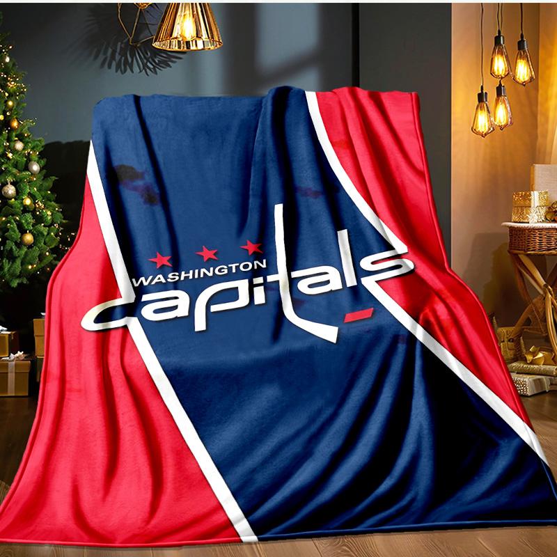 Capitals Ice Hockey Blanket Flannel Throw for Sofa, Indoor, Camping, Living Room, Office, Chair, And Bed Soft Birthday Gift