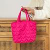 Solid Color Quilted Love Handbag Sweet Lovely Lunch Bag Japanese Puffer Tote Bag  Travel