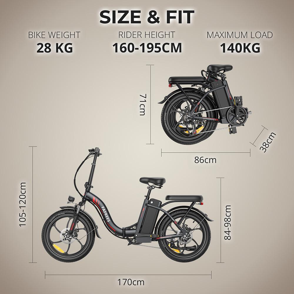 Fafrees F20+ Folding Electric Bike, 250W Motor, 36V 20Ah Battery, 20*3.0 Inch Tires, 25km/h Max Speed