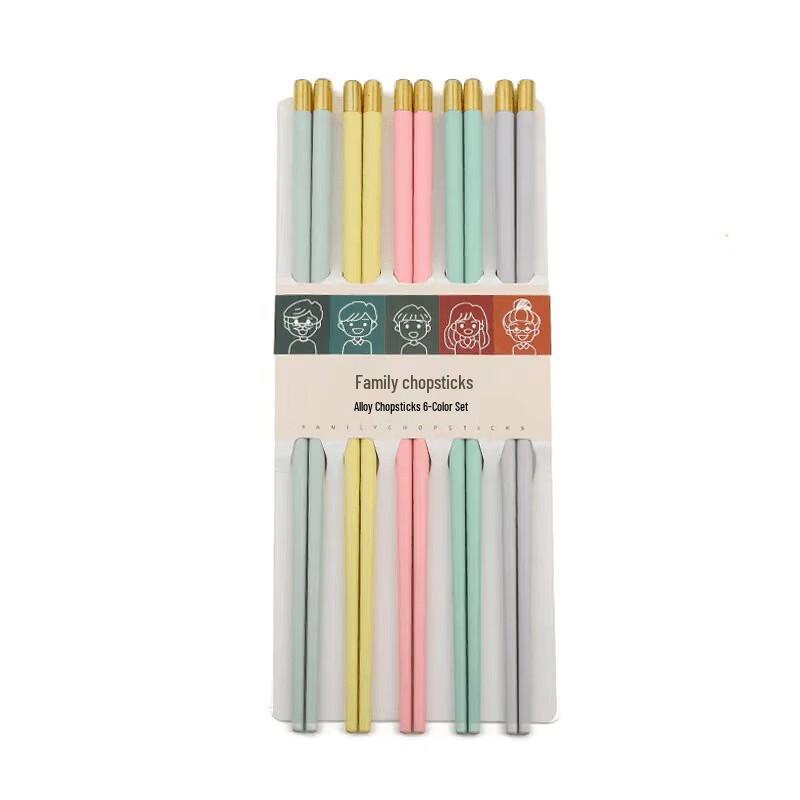 

ZISIZ Macaron Alloy Chopsticks - 5-Pair Set