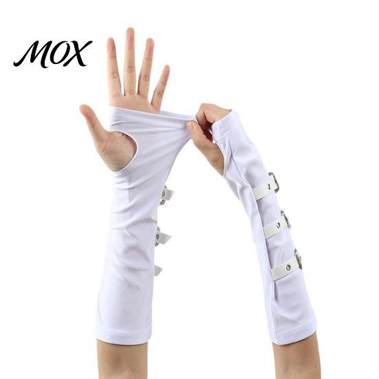 Unisex Fashion Gloves Goth Arm Warmers Fingerless for Women, Punk Metal Buckle Versatile Party Warmers, Gothic Steampunk Sleeves, Cosplay Accessories