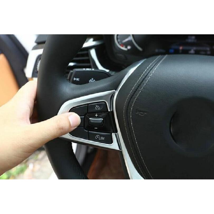 For BMW 5 Series G30 2018-22 Steering Wheel Button Frame Cover Trim Matte Silver